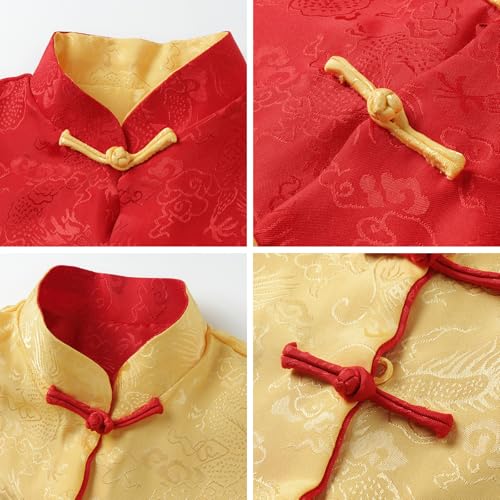 LittleSpring Boys Girls Reversible Tang Jacket Long Sleeve Chinese New Year Traditional Clothes3