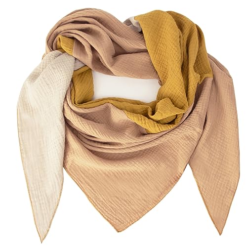 Glamexx24 Damen XXL Schal Dreieckschal Dreieckstuch Halstuch musselin Schal Poncho viele Farbkombinationen aus Baumwolle made in italy