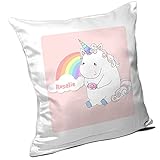 ✅ Kissen mit dem abgebildeten Vornamen und Einhorn-Motiv für Mädchen