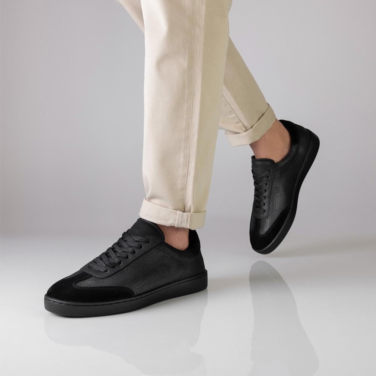 Anna Kern Suny Herren Dance Sneakers 7430 - Leder schwarz - Normalweite - durchgehende PU Sohle - herausnehmbare Mehrweiten-Zwischensohle