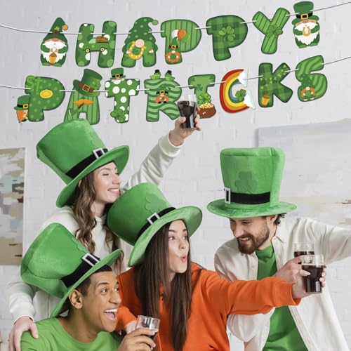 Image of Happy St. Patrick's Day Banner Lucky Shamrock Banner Decorations St Patricks Day Clover Garland for Irish Themed Party Supplies St Patricks Party Supplies Birthday Decorations