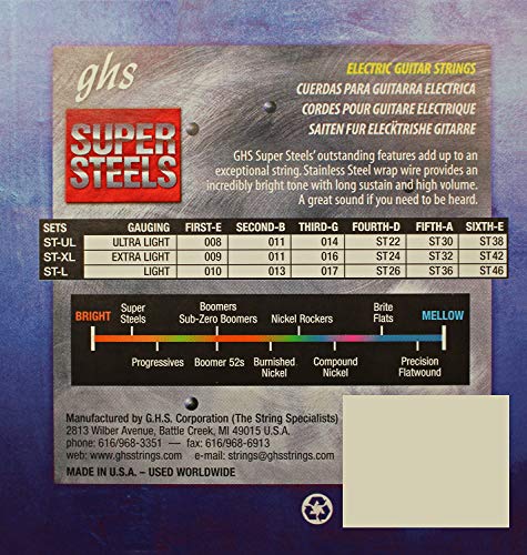 Ghs St-L - Super Steels - Electric Guitar Strings - Light - (.010-.046) #TOP1