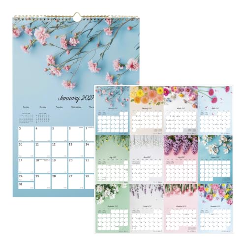 Calendario de pared 2027 Blueline de 12 meses espiral dorada 30x43cm