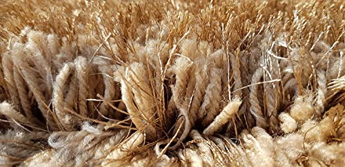 Image of Hand Woven Plain Shagg Collection with 2 Inch Pile Height Carpet for Living Room Size 2x6 Feet Coular Cream Beige