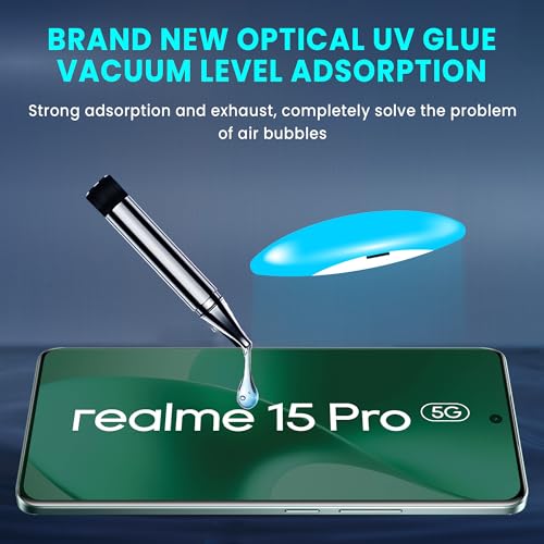 Image of ArmourPro Military Grade UV Tempered Glass Compatible For Realme 15 Pro and Realme 15 5G (6.8 Inch) With Easy UV Installation Kit | Edge To Edge Full Screen Coverage | Crystal Clear, Pack of 2