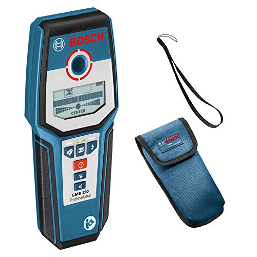 Bosch Professional GMS 120 Detector de pared, detección en madera/metal magnético/metal no magnético/cables con tensión: 38/120/80/50 mm, en caja