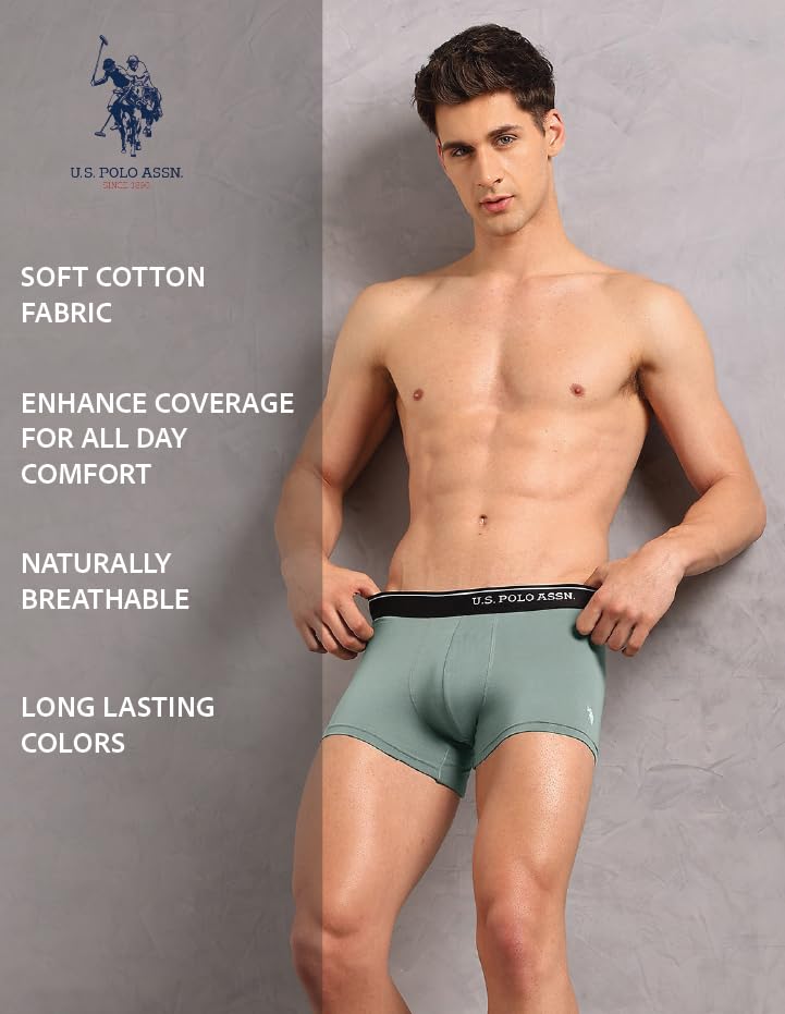 Image of U.S. Polo ASSN. Men's OET18 Cotton Stretch Breathable Underwear Trunks - Pack of 2