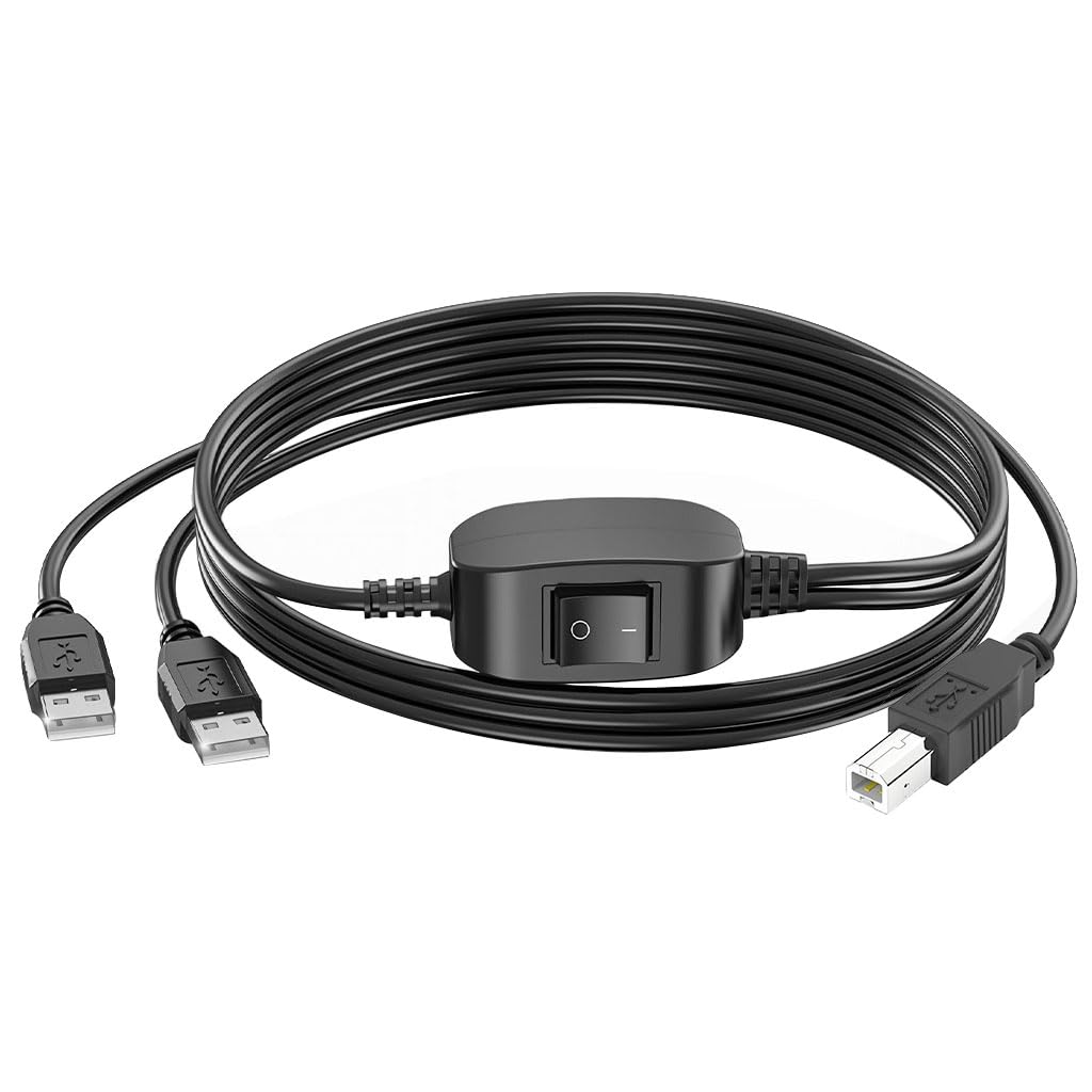 Verilux® 2 IN 1 USB Printer Cable, 6.6FT/2M Dual USB A Male to USB B 2.0 Scanner Cable, 480 Mbps Data Transfer Computers for Gold Plated Printer Cable for HP, Canon, Dell, Epson, Lexmark-image-30