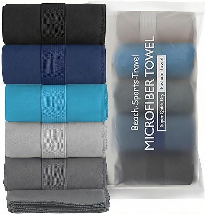 5 Pack Microfiber Travel Towel 40 x 80CM Ultra Absorbent Quick Dry Towels Lightweight Gym Sports Camping Towel for Workout Yoga Beach Shower Swimming (Darkcolor)