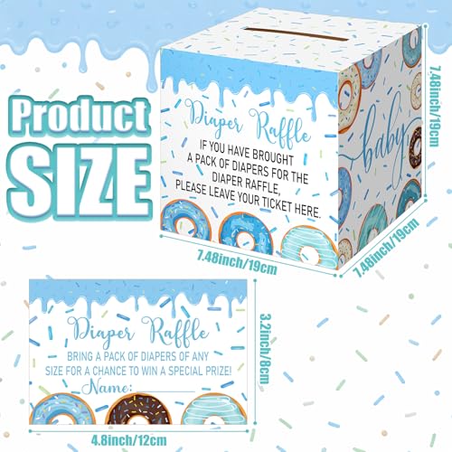 Image of Teling 51 Pieces Diaper Raffle Tickets with Card Box,Baby Boy Sprinkle