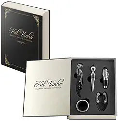 Kit Para Vinho Livro Preto 5PÇS