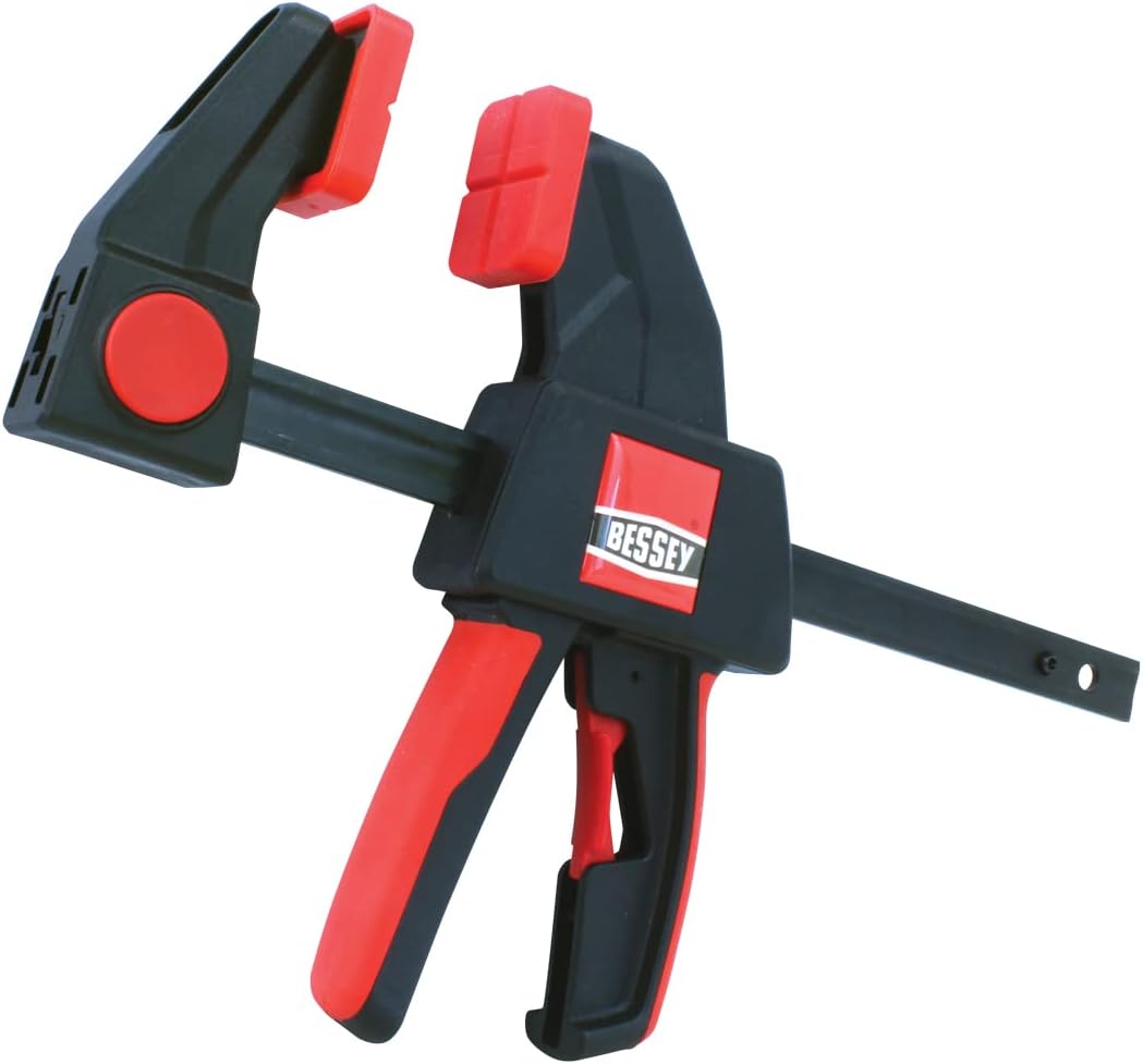 BESSEY RES01 Clamp Set, General Purpose Trigger Clamps with Composite Handle, 2 x 6 In. (100 lb) and 2 x 12 In. (300 lb),Red/Black