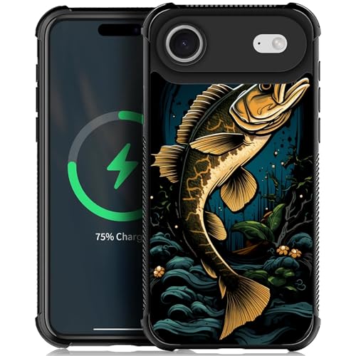 Coque rigide iPhone 17 Air de haute précision compatible MagSafe motif poisson artistique