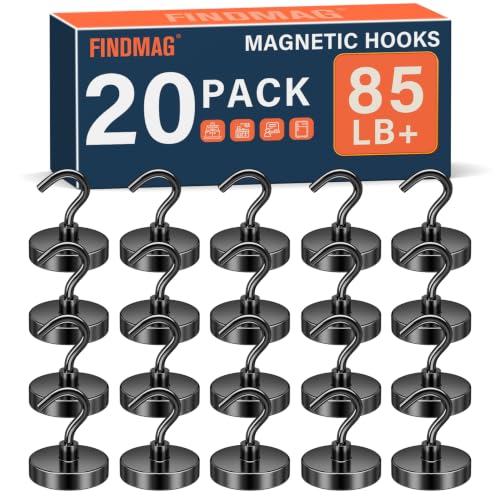Image of FINDMAG Magnet Hooks, 85LB+ Magnetic Hooks for Cruise Cabins, 20 Pack Black