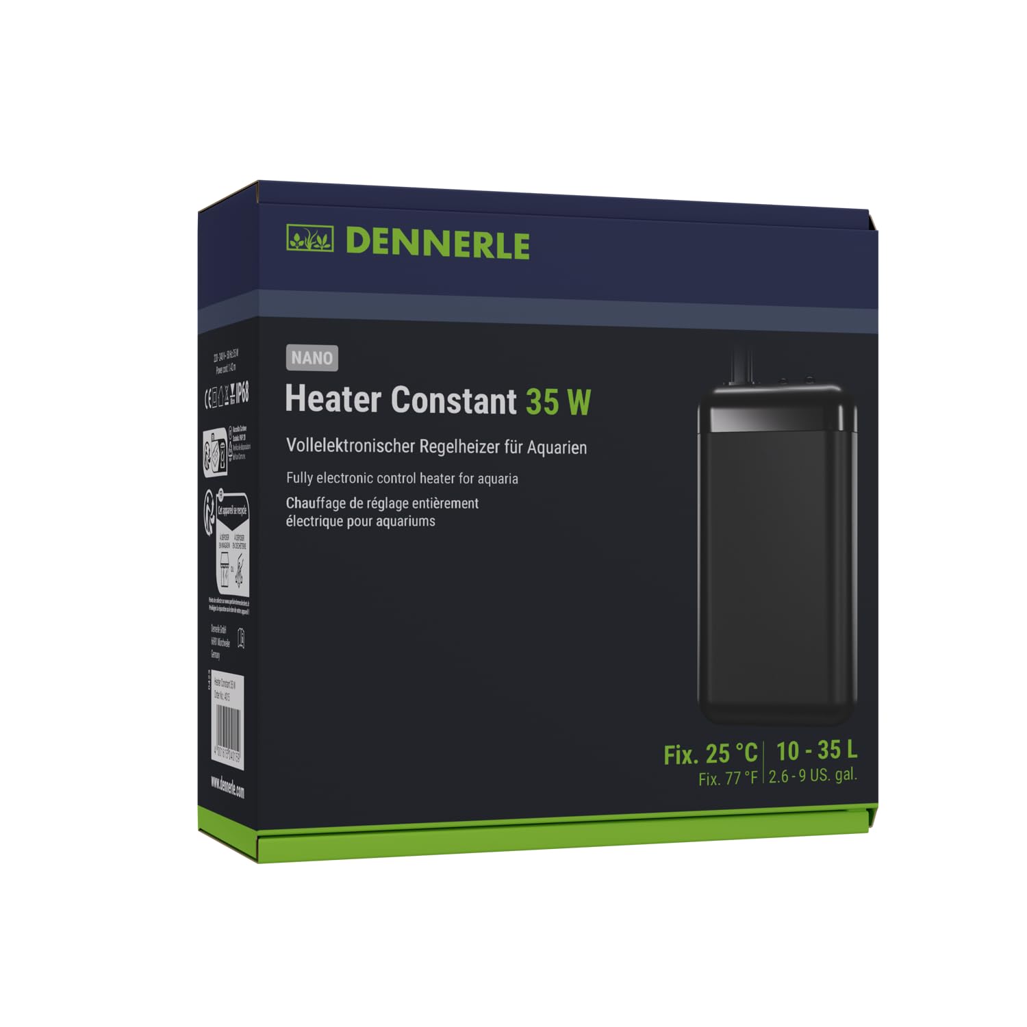 Dennerle Nano Heater Constant 35 W - Vollelektronischer Regelheizer für Aquarien von 10-35 Liter