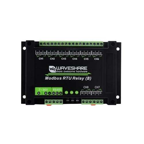 Industrial Modbus RTU 8-ch Relay Module (B) with RS485 Interface Multi Isolation Protection Circuits 7~36V Power Supply Safe & Stable & Reliable Comes with an ABS Enclosure
