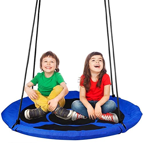 YOLEO Grande balançoire Ronde pour Enfant,Balançoire Nid d'Oiseau Diamètre 100 cm à Suspendre Ajustable pour Enfant Adulte Jardin Extérieur, Poids max150 kg