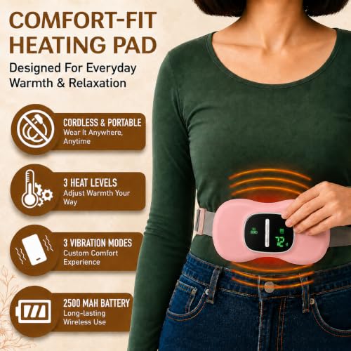 Image of BRONTIX Menstrual Pain Relief Heating Pad | Electric Period Cramp Massager