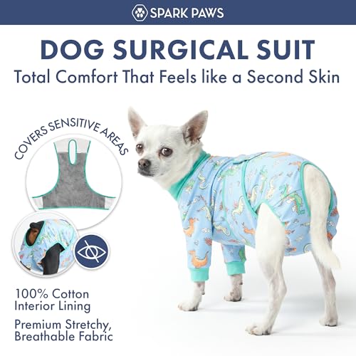 Image of Spark Paws Dog Recovery Suit - Surgical Onesie After Surgery, Male & Female | Full-Body & Belly Coverage Post Spay, Neuter or Abdominal Surgery - a Soft Cone Alternative. Breathable; Fits All Breeds