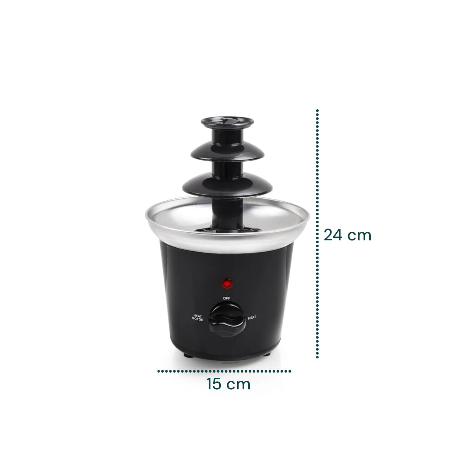 Wintem Fontana Elettrica di Cioccolato con Cascata a 3 Livelli 35W Nero - Ideale per Cene o Feste Speciali - Dotata di LED Luminso e Base Antiscivolo per Una Stabilità Ottimale - Elegante e Compatta