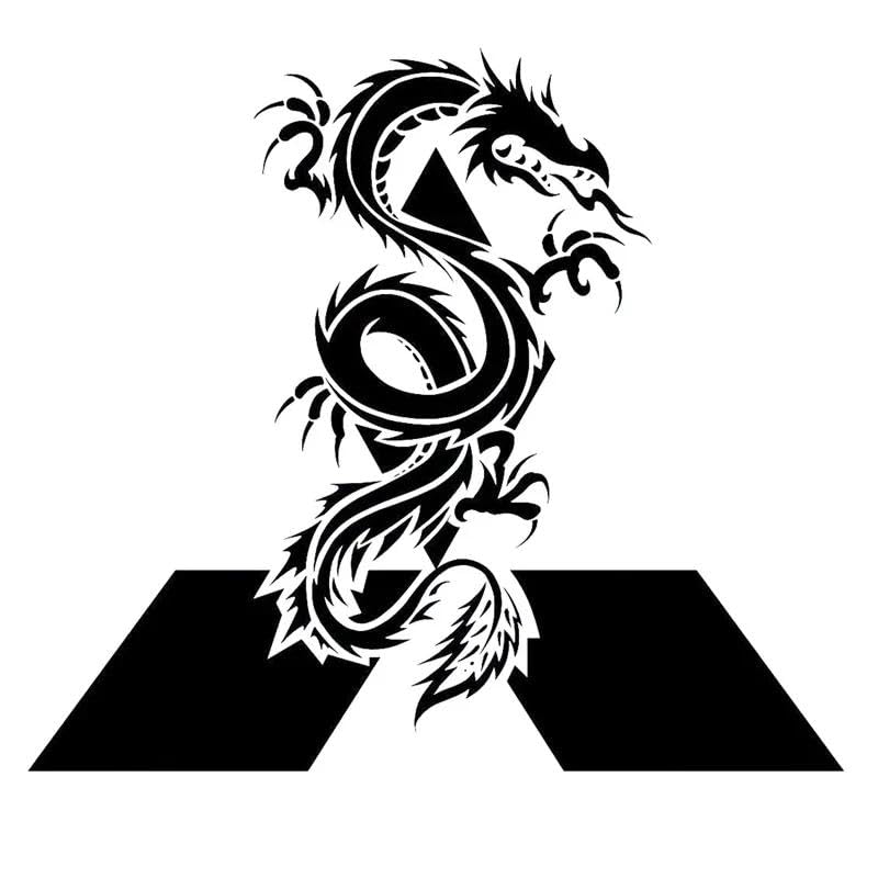 JIFENLI Pegatinas De Coche Tótem De Dragón Pvc Accesorios De Decoración De Coche Calcomanías Protector Solar Impermeable Creativo Negro/Blanco, 17 Cm * 15 Cm