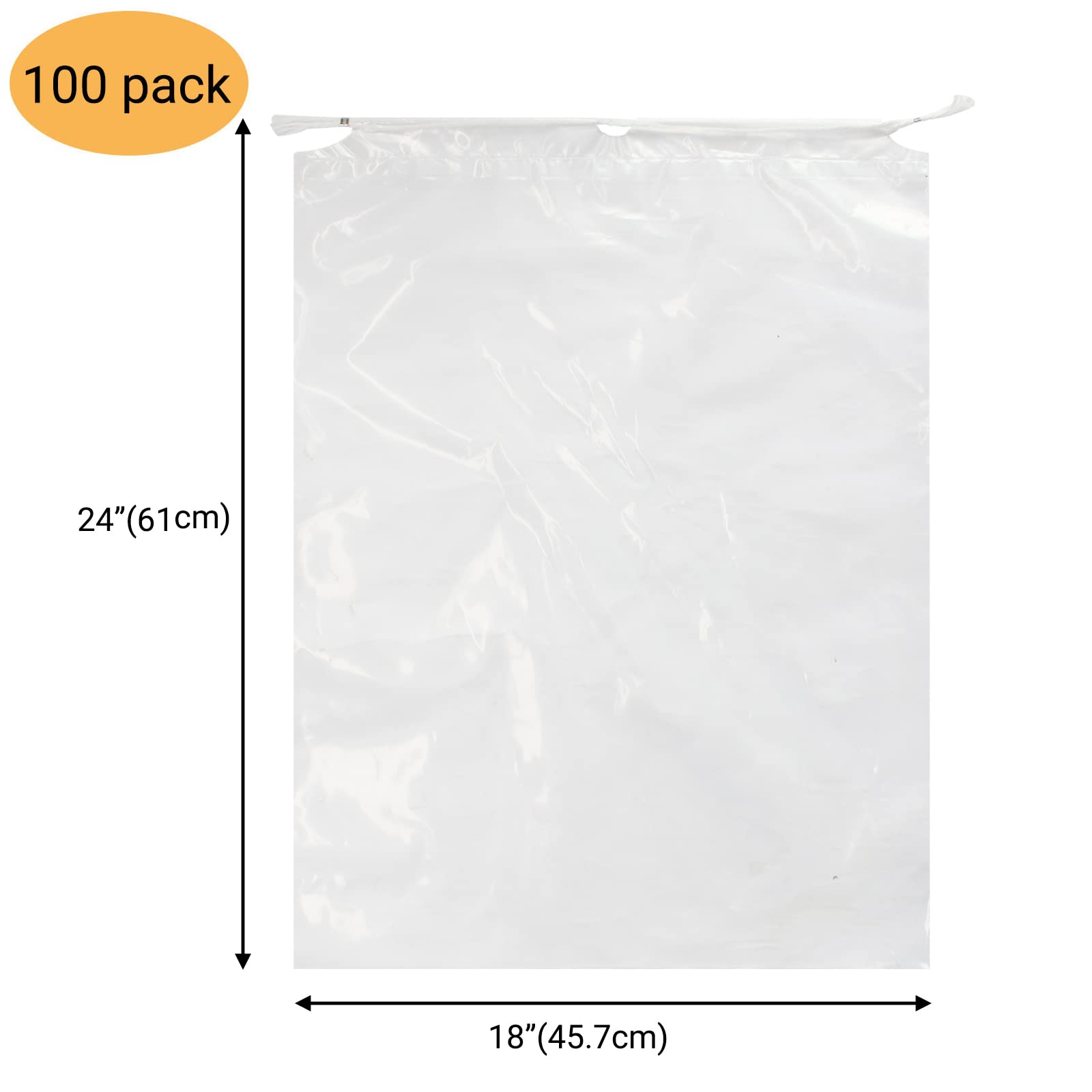 100 Stück 45,7 x 61 cm transparente Schuhbeutel für Reisen, große transparente Schuhaufbewahrung, Organizer, Beutel mit Baumwoll-Kordelzug, Schuh-Staubbeutel