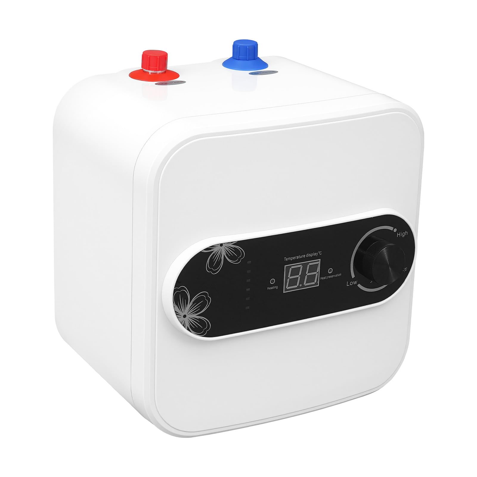 Elektryczny podgrzewacz wody, 8 l, mini podgrzewacz wody, bojler, 1500 W, natychmiastowy z cyfrowym wskaźnikiem temperatury 30-65°C, do kuchni, umywalki, na balkon