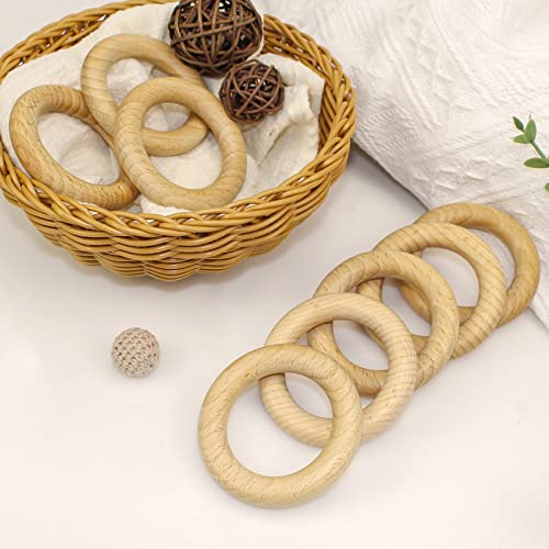 RUBY 8 Stück Natürlicher Hölzerner Beißring, Hölzerne Beißringe, Hölzernes Baby-Kauspielzeug, Hölzerne Ringe für Kunsthandwerk, Basteln, Werkzeuge Usw. (Ø 70mm) – Bild 7