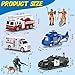 4 in 1 Toy Vehicle Playsets,Including Police Car,Fire Truck,Ambulance ,Toy Helicopter,2Fireman 1Policeman,andK9 Dog, Friction Powered Vehicles with Light and Sound,Best Toddler Gifts