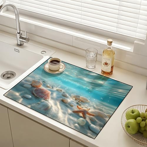 Image of Stove Burner Covers Non-Slip Electric Cooktop Protector Mat (Sea)