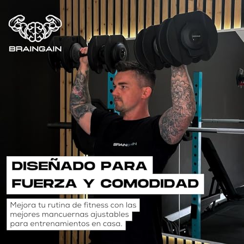 Miniatura 5 de Braingain Juego De Mancuernas Ajustables 15 En 1 De 24 Kg Par Pesas Ajustables Que Ahorran Espacio Para Entrenamientos En Casa 15 Mancuernas En Una Tecnología Smart Click Rendimiento Duradero