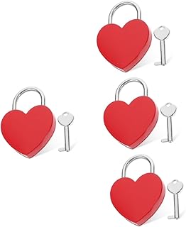 NOLITOY 4pcs Heart Lock Pink Jewelry Box Antique Keys Small Carrying Case Suitcase Locks Small Locker Locks Jewelry Box Lock Padlocks with Keys Small Padlocks with Keys Locks for Luggage