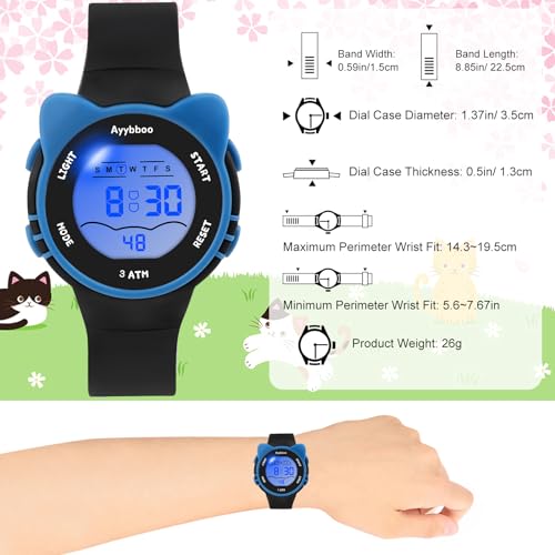 Image of Kids Digital Watches for Girls Boys, 7 Color Lights Waterproof Cute Wristwatches for Kids with Alarm Stopwatch, Great Present for Girls Boys Ages 5-13