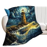 Lighthouse Blanket Nautical Coastal Lighthouse...