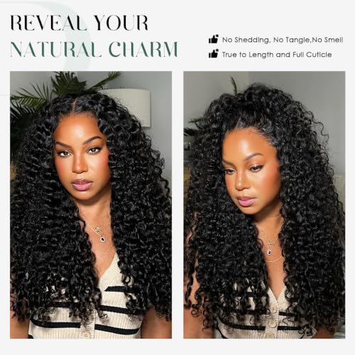 Image of Pizazz 13x4 Frontal Wigs Human Hair 220 Density Deep Wave Wig