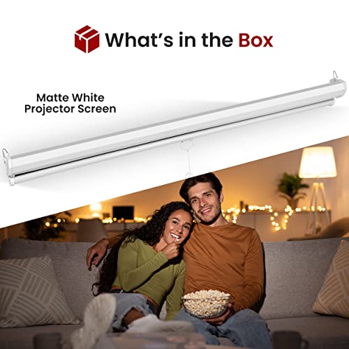 Pyle 72-Inch Manual Pull Down Projector Screen, Matte White Projection Surface, Ceiling or Wall Mount Screen Projector w - Additional View