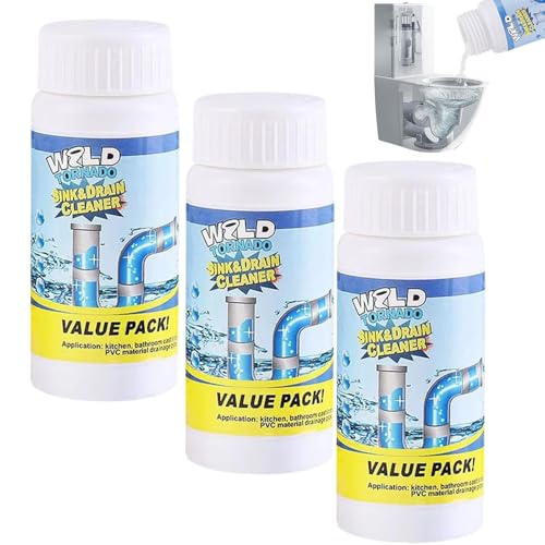 Vollstern Abflussreiniger, Value Pack Rohrreiniger, Hochwirksamer Rohrreiniger Mit Aktivschaum FüR KüChe, Bad, Toilette & Balkon(110 G Pro Flasche) (3 StüCk)