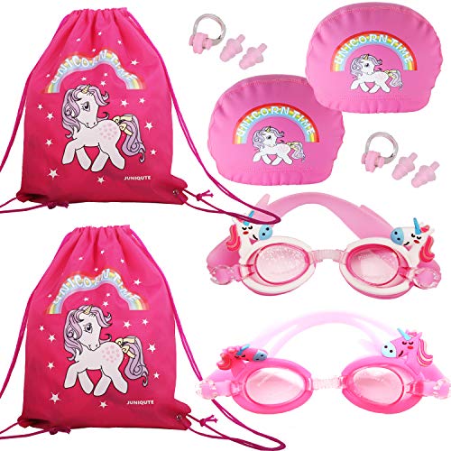 Pack of 6, 2PCS Kids Unicorn Swim Goggles, 2PCS Unicorn Breathe Swim Cap-Sun