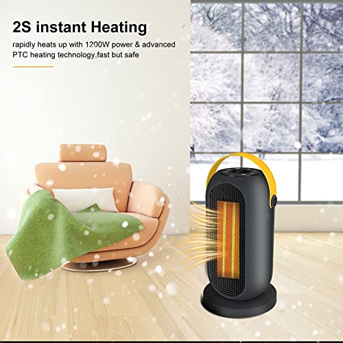Yyton Portable Small Space Heater With Adjustable Thermostat, Overheating & Tip-Over Protection, 75°Oscillation Personal Electric Space Heater For Office Desk Bedroom Garage Tent And Indoor Use #TOP5