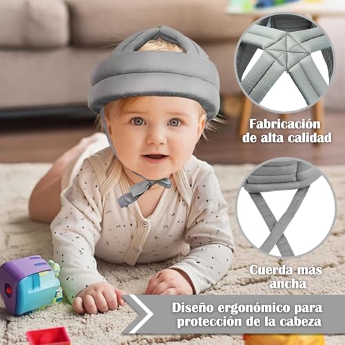 Miniatura 4 de Casco De Seguridad Anticaída Para Cabeza De Anciano Gorro Protector Grueso Y Suave Gorro De Protección Para La Cabeza Para Prevención De Caídas Ajustable Para Personas Mayores Gris Claro