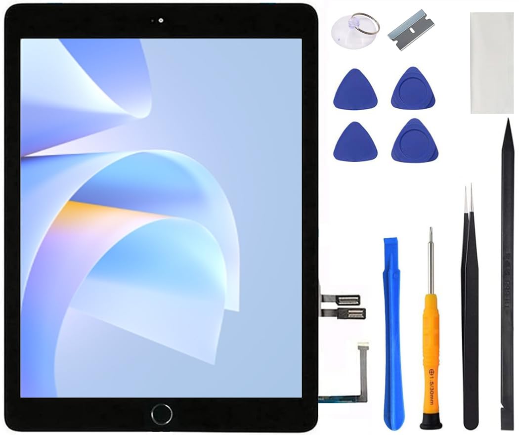 for iPad 6 (6th Generation) Screen Replacement 9.7 Inch, A1893 A1954 for iPad 6th Gen Digitizer 2018 Touch Glass with Home Button, Repair Tool Kit (