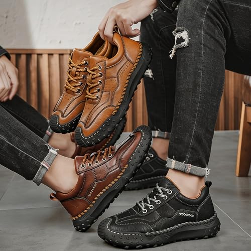 Zapatos de cuero ligeros y antideslizantes con ajuste de cordones 2