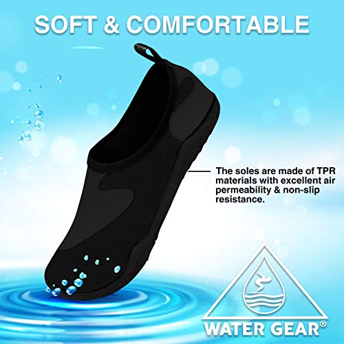 Water Gear Mens Water Shoes - Swimming and Snorkeling - Non-Slip Technology for Foot Safety - Comfortable and Secure Fitting - Black3
