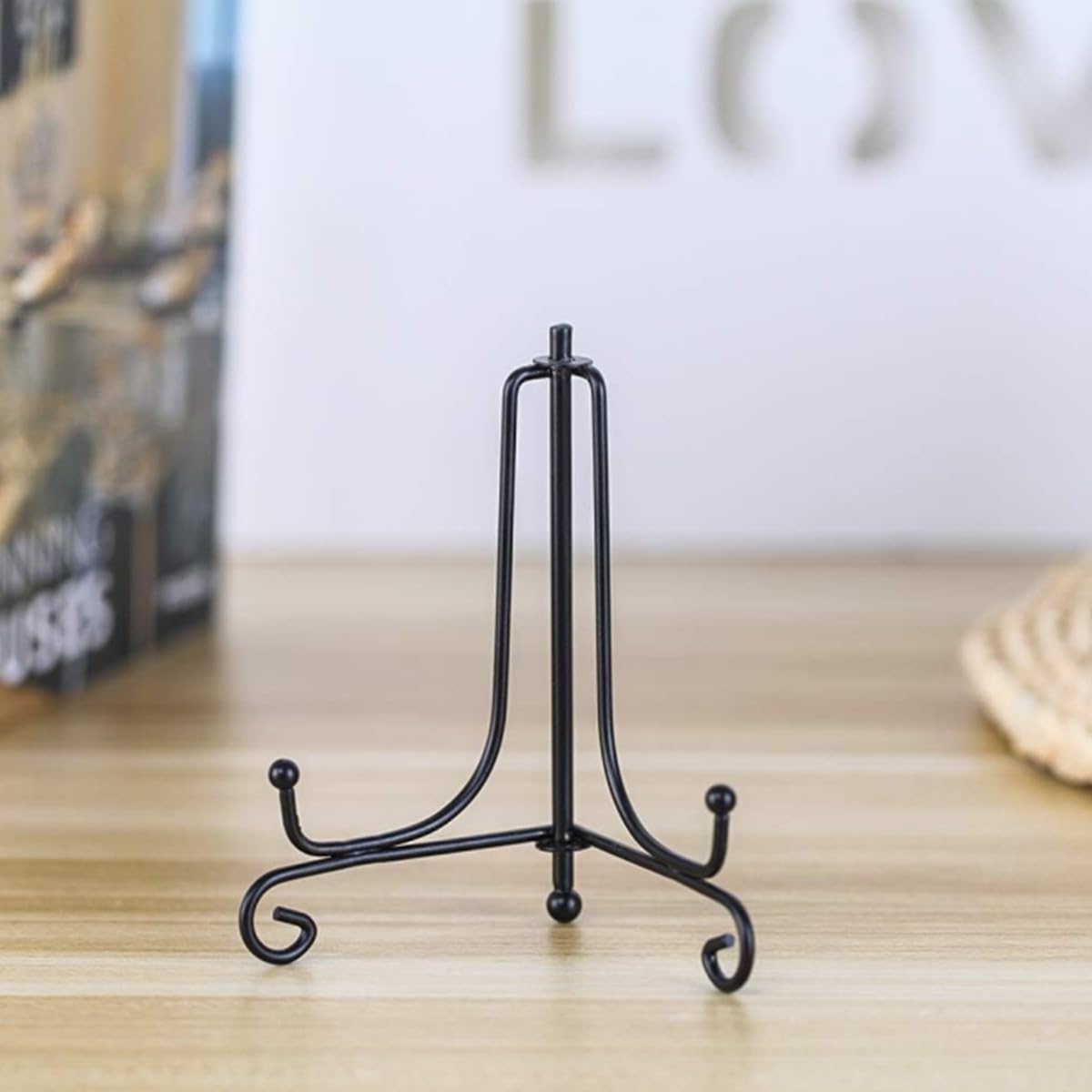 2 Pack Supporto per Piatti in Ferro Nero, Portafoto Regolabile e Pieghevole, Stand Espositivo per Quadri, Libri, Arte e Decorazioni (5 Pollici) Stabile, Multiuso per Casa/Ufficio/Ristorante