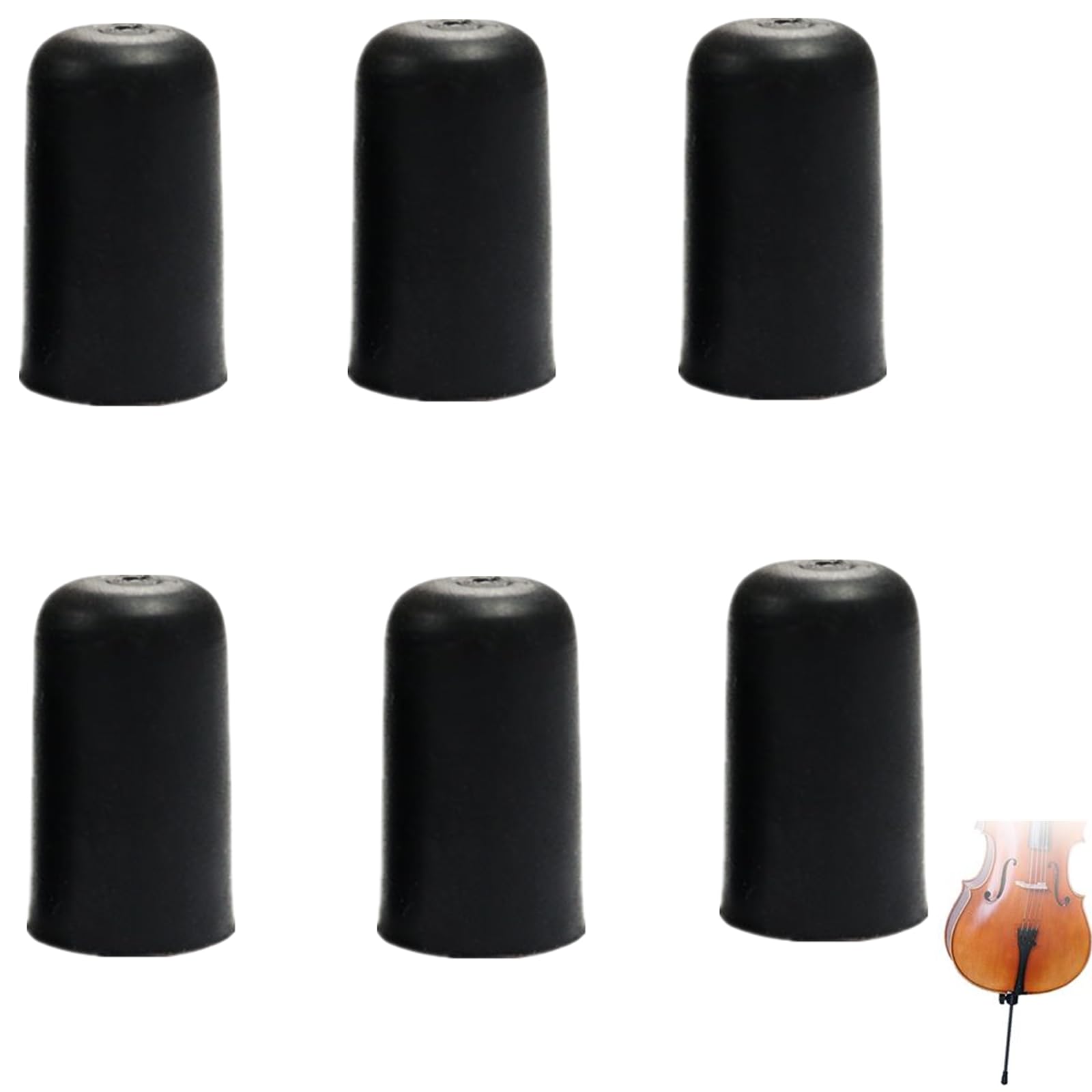 6Pcs Cello Endpin Stopper Reliable Cello Rock Stopper Non-Slip Rubber Tip for Practice & Performance(Black)
