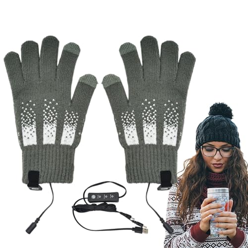 Guantes Térmicos para Mujer,Guantes Eléctricos - Guantes USB Calentadores de Manos de Invierno | Guantes de Snowboard con calefacción de 3 Niveles de Temperatura, Guantes de Nieve con Pantalla táctil