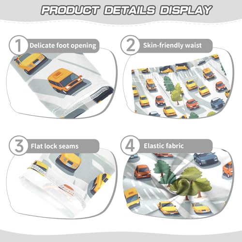 KLL Cute Pattern Cars Road Toddler Girl Active Leggings Casual High Waisted Workout Pants Gym3