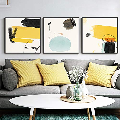 Tableau abstrait géométrique 60x60 cm lot de 3 toiles modernes sans cadre pour déco murale