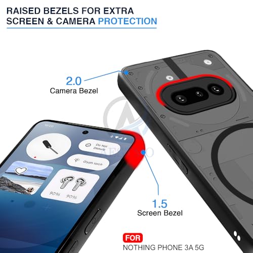 Image of AESTMO Nothing Phone 3A 5G Back Cover | 360 Protection | Matte Frosted Hard Back Translucent | Compatible with MagSafe Accessories for Nothing Phone 3A 5G (Smoke Black Matte PC+Black TPU Bumber)