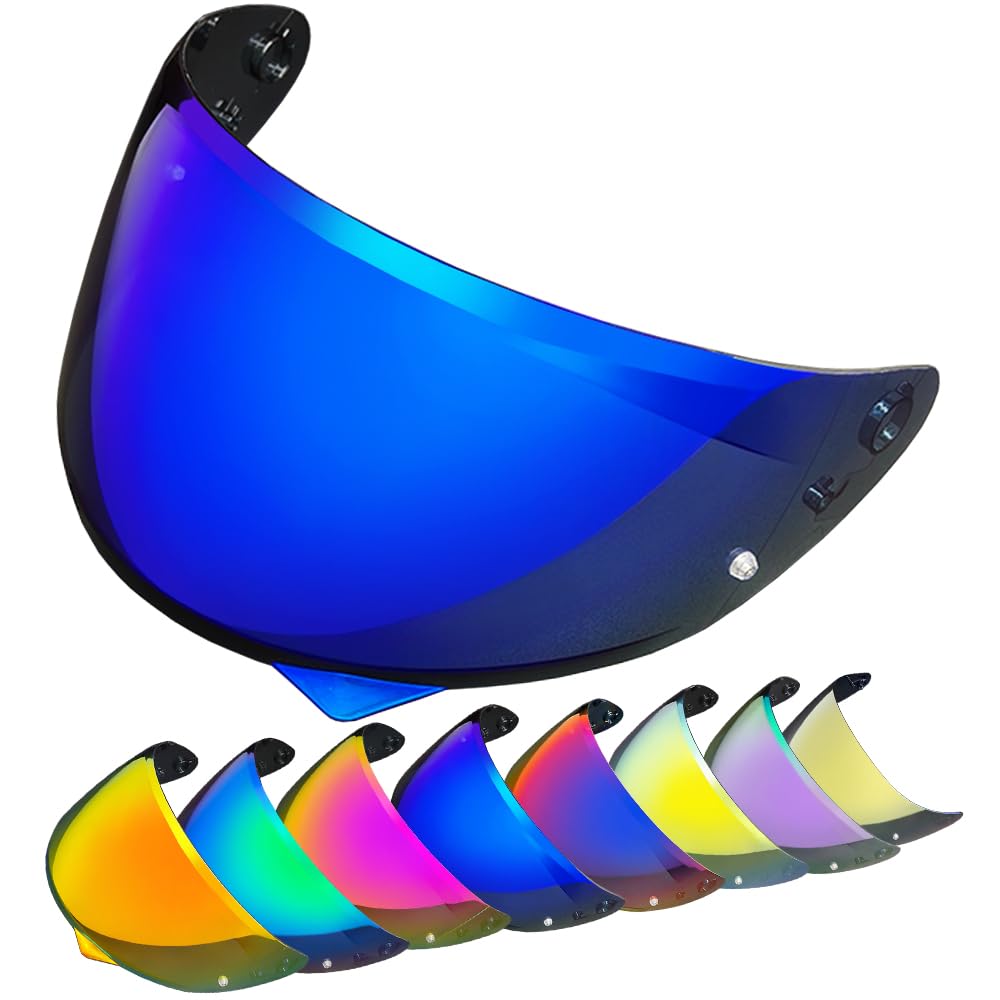 YMTSGEQ HJ-34P Helmet Visor Replacement for HJC C10.Motorcycle Helmet Shield UV Protection Compatible with HJC C10 (Revo Deep Blue) : Automotive